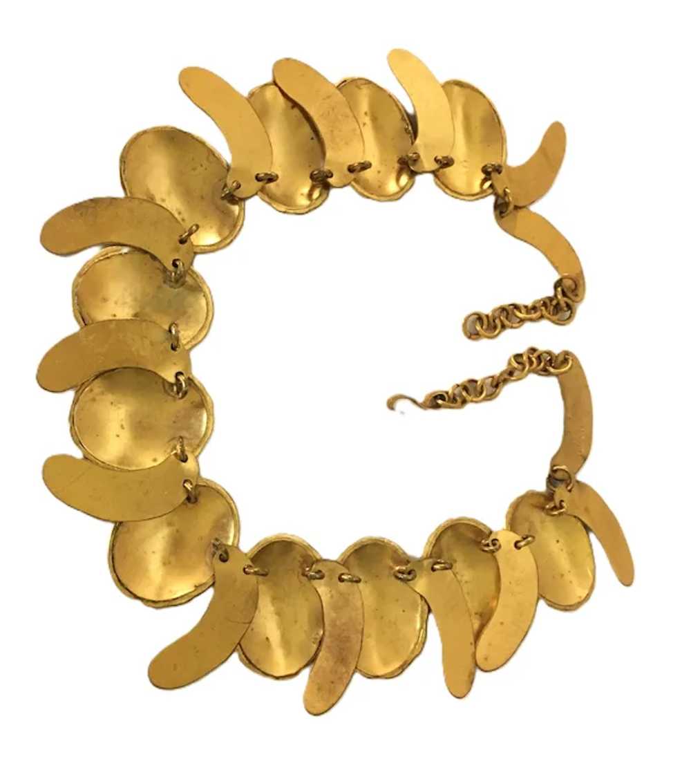 Rare Vintage Silvana Italy Necklace Brass Gilt Et… - image 5