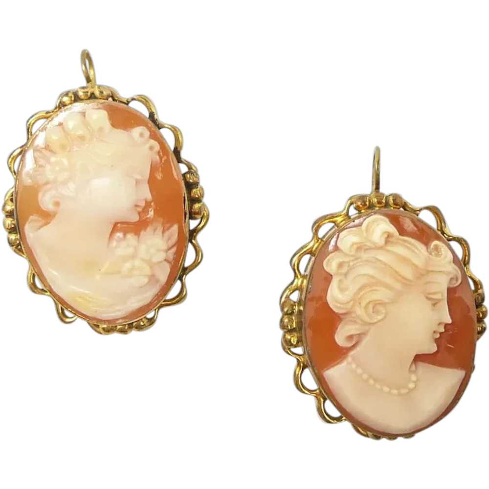 A Double Delight- Two Shell Cameo Pendant Brooche… - image 1