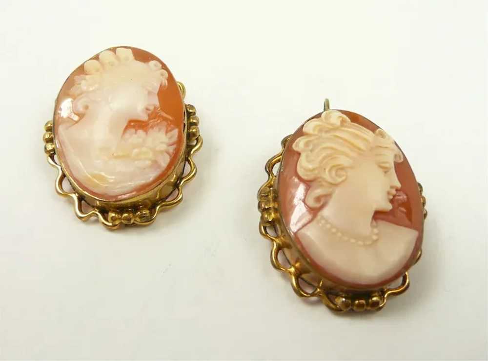 A Double Delight- Two Shell Cameo Pendant Brooche… - image 2