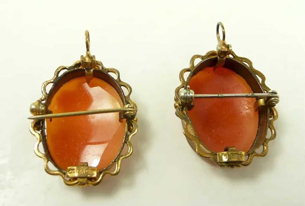 A Double Delight- Two Shell Cameo Pendant Brooche… - image 5