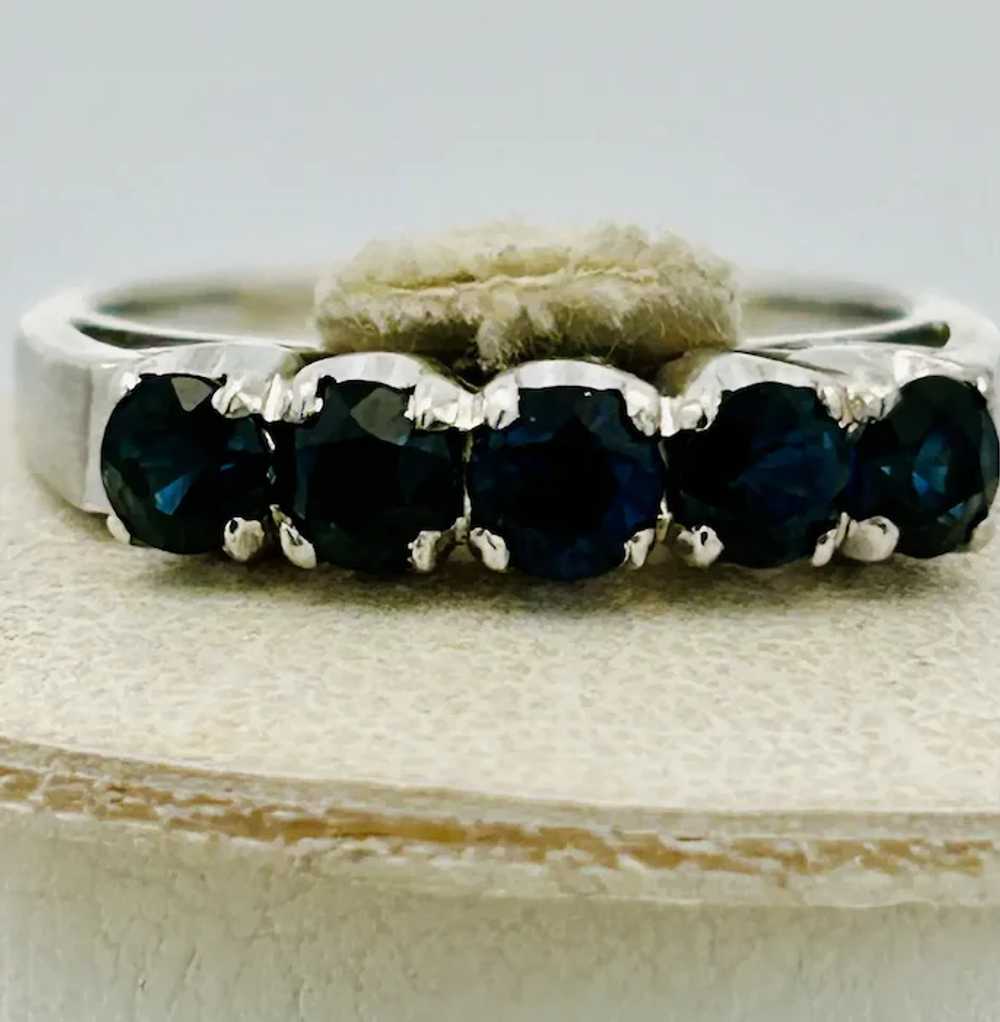 Vintage Estate Sapphire Band Ring 14K Gold - image 4