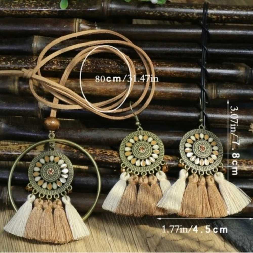 Western Tribal Brown Tan Bohemian Boho Tassel Dan… - image 10