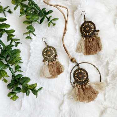 Western Tribal Brown Tan Bohemian Boho Tassel Dan… - image 1