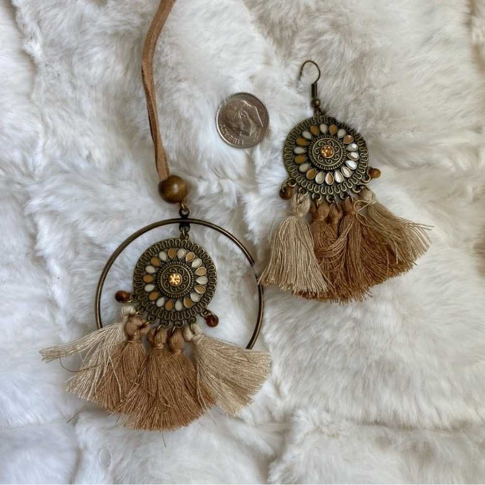 Western Tribal Brown Tan Bohemian Boho Tassel Dan… - image 9