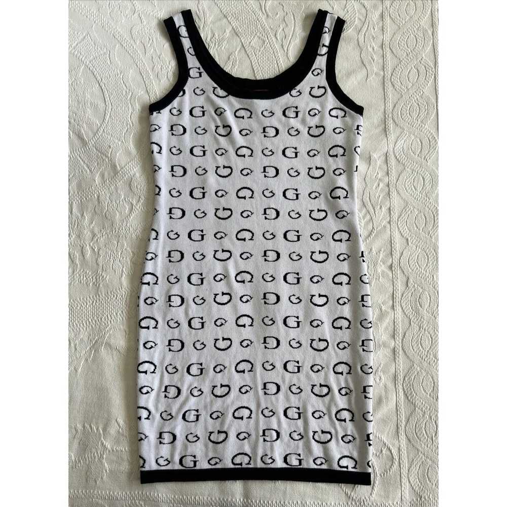 GUESS Monogram G Logo Mini Dress Black White Knit… - image 11