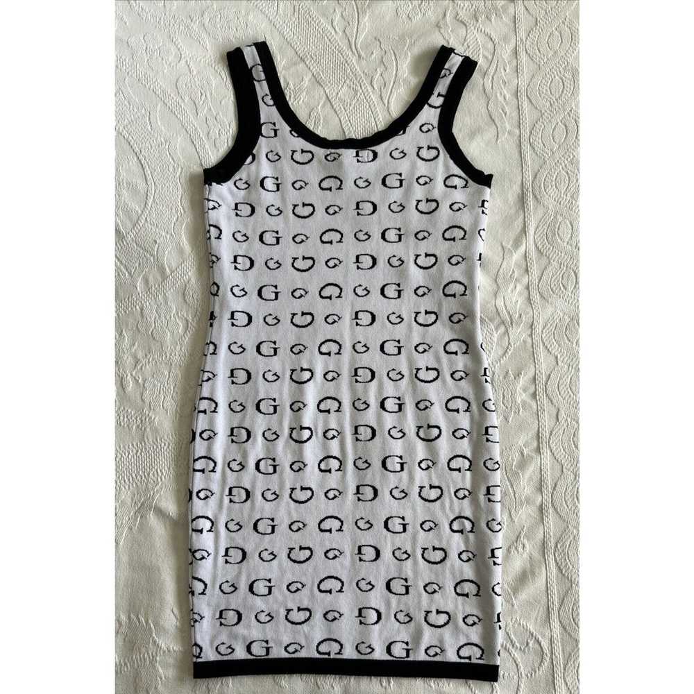 GUESS Monogram G Logo Mini Dress Black White Knit… - image 12