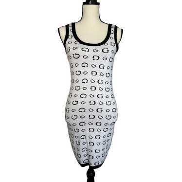 GUESS Monogram G Logo Mini Dress Black White Knit… - image 1