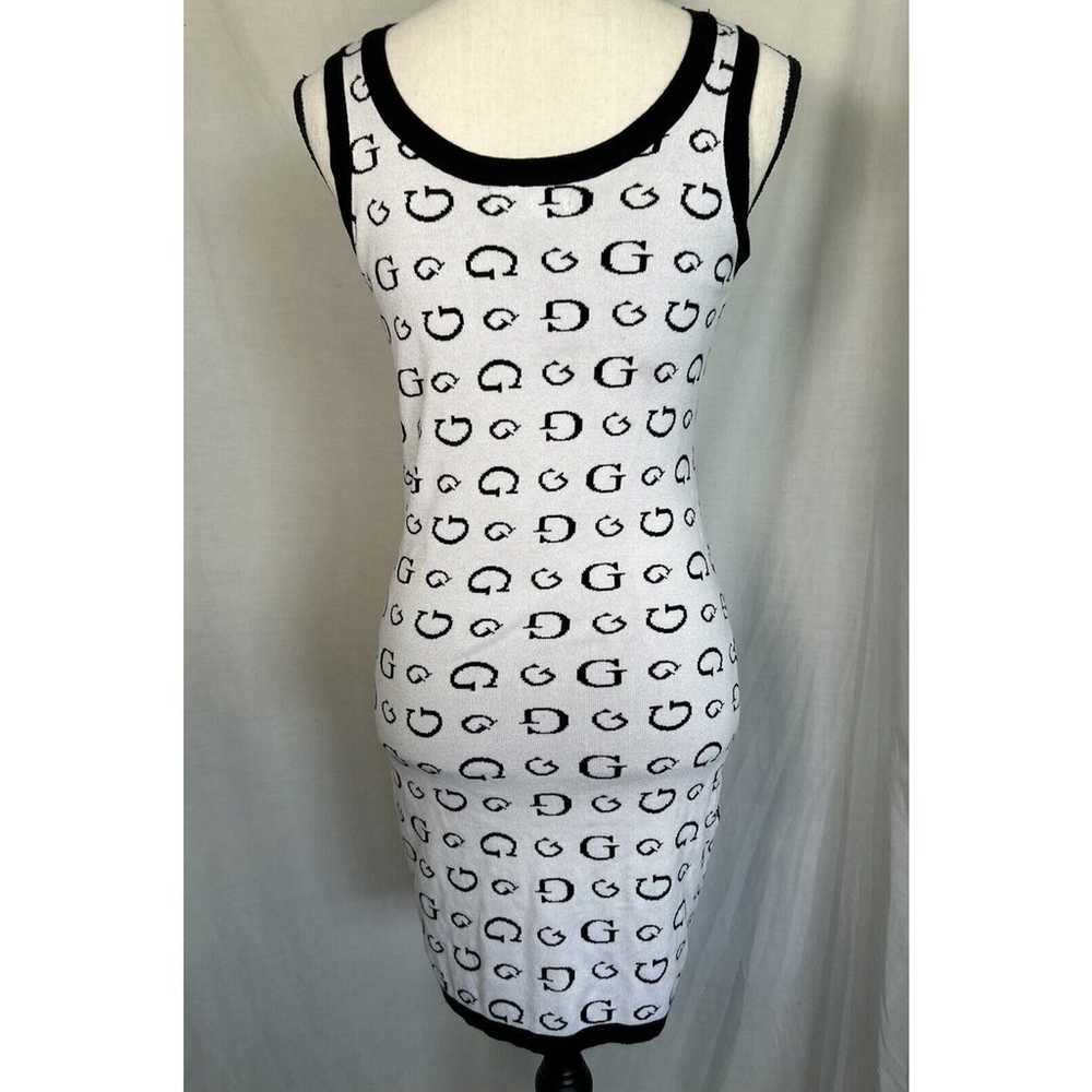 GUESS Monogram G Logo Mini Dress Black White Knit… - image 3