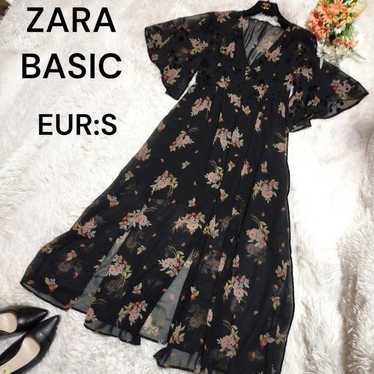 Zara Basic☆Long One-piece Dress Flower Print Chiff