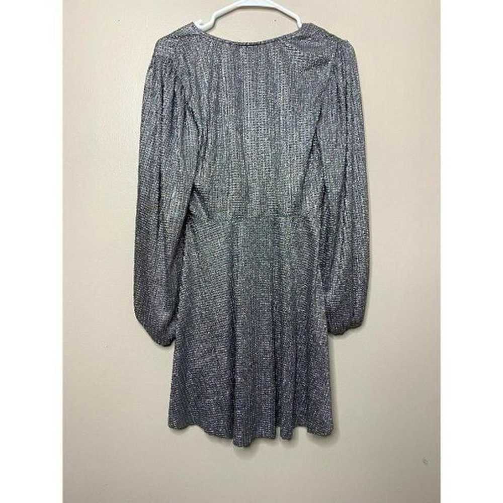 Topshop Metallic Plisse Surplice Dress - image 5