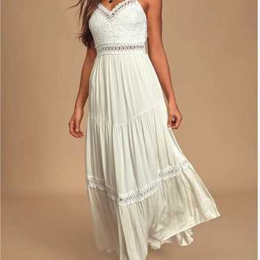 Lulus Jamille White Crocheted Lace Backless Maxi … - image 1