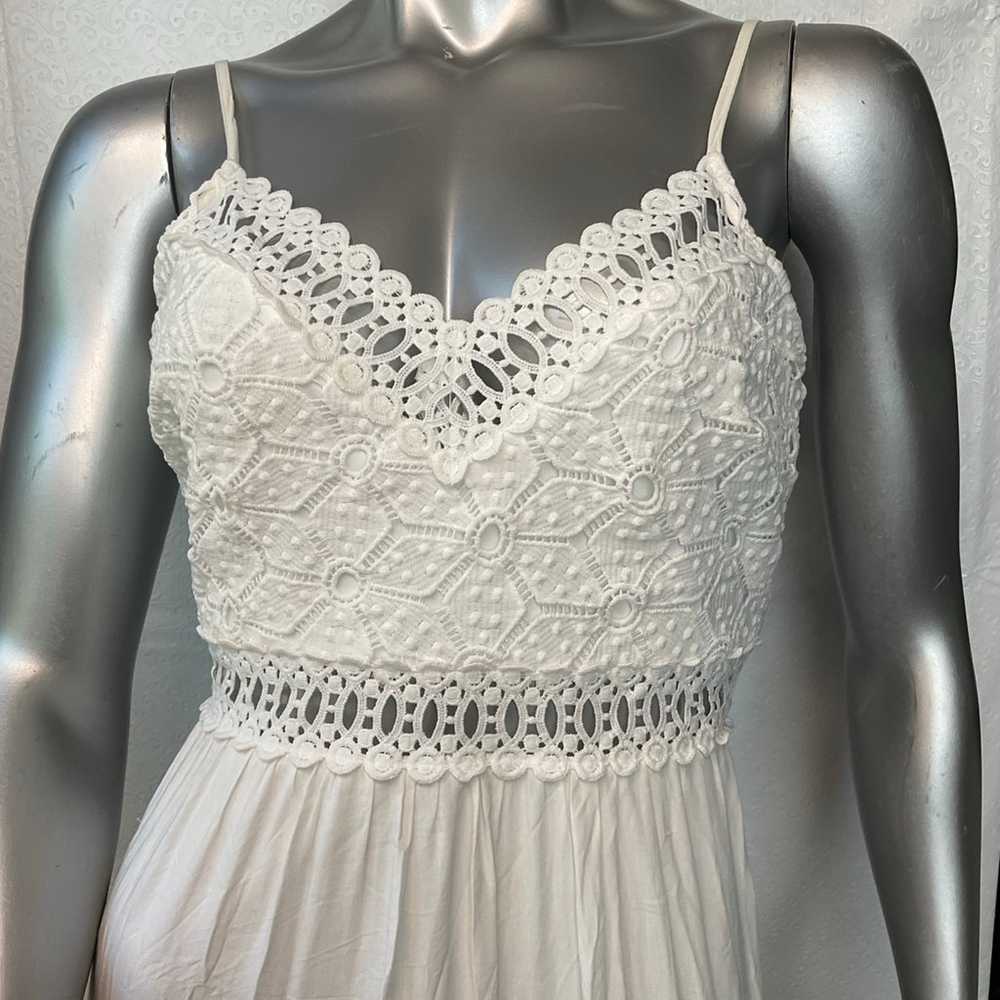 Lulus Jamille White Crocheted Lace Backless Maxi … - image 5