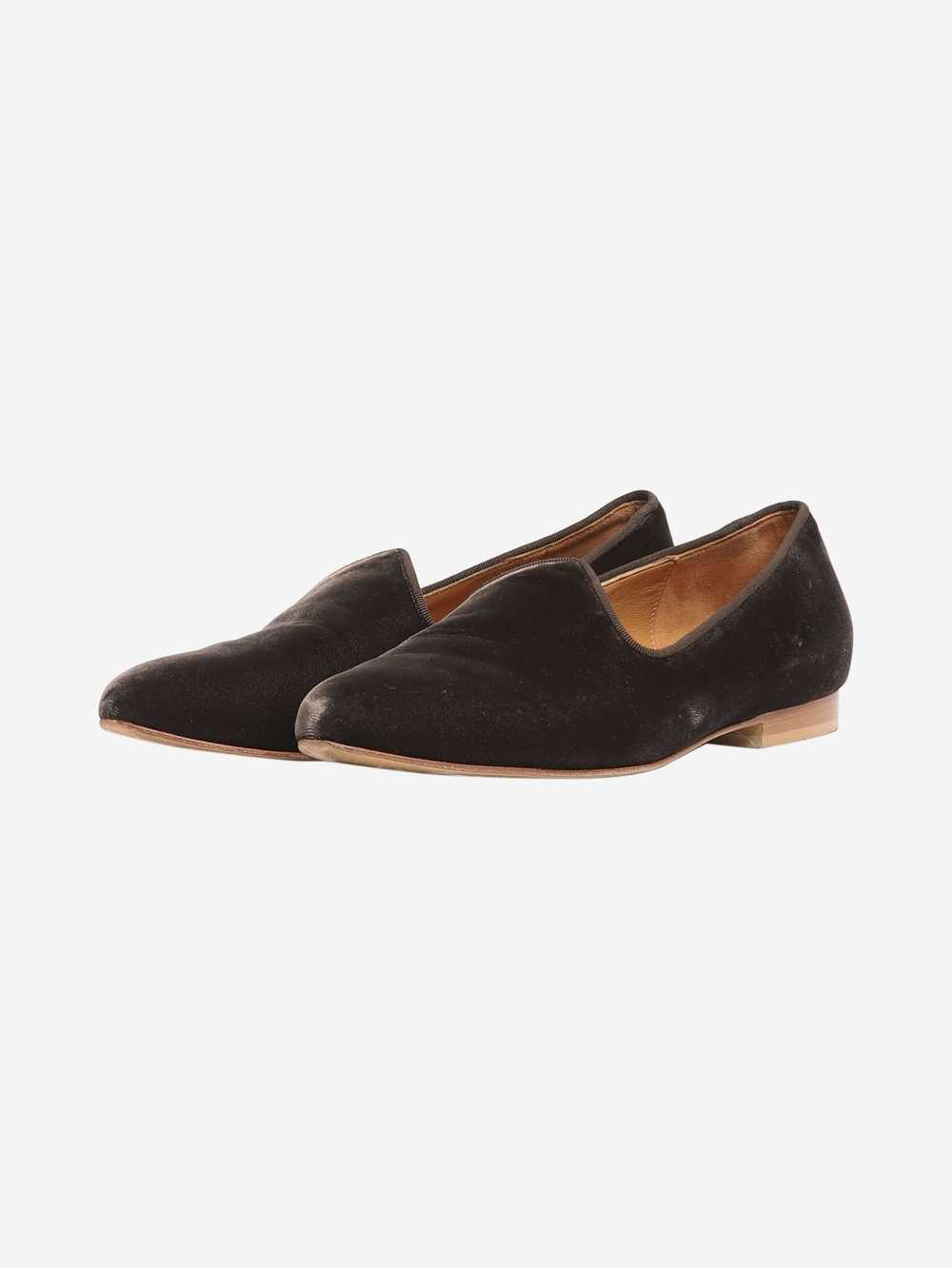 Le Monde Beryl Taupe velvet flat shoes - image 2