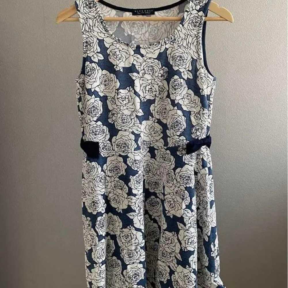 Blue East Floral Sleeveless Dress Navy - image 1