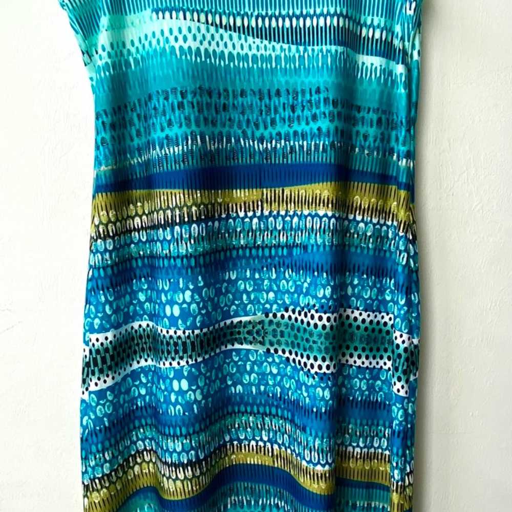 Coastal Breeze Waves Blue Maxi Dress Sleeveless D… - image 2