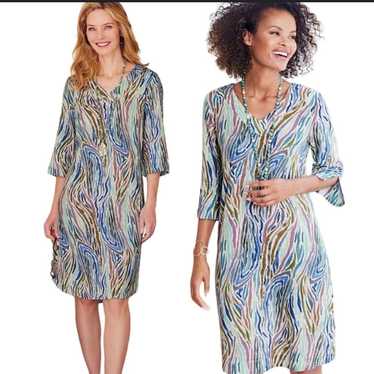 Soft Surroundings Positano Midi Dress XL Multicolo