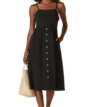 Madewell Black Button Front Midi Dress