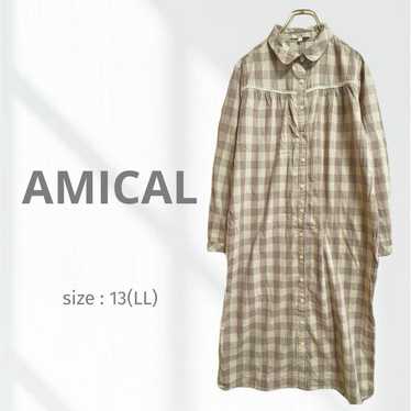 k1148 【Amical】Check Shirt One Piece / One-of-a-ki… - image 1