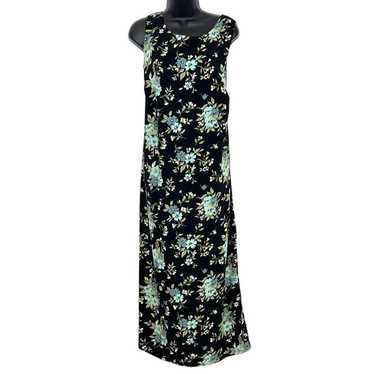 Dress Barn Sleeveless Floral Maxi Dress Black Siz… - image 1