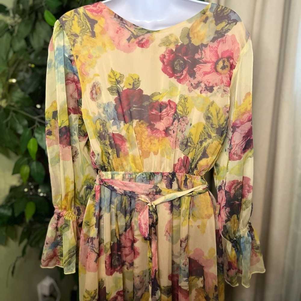 FEW MODA Floral Sheer Long Sleeve Ruffle Dress wi… - image 8