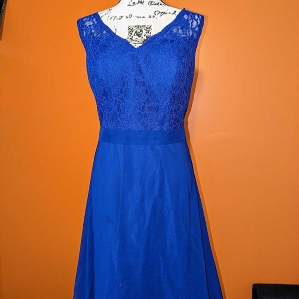 Blue Floor-length Bridesmaid Dress - Azazie - XL - image 1