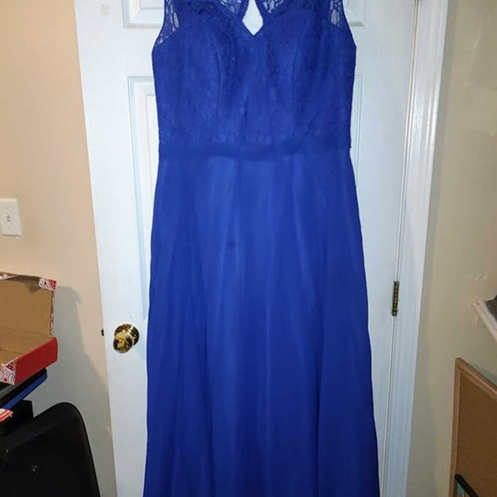 Blue Floor-length Bridesmaid Dress - Azazie - XL - image 2