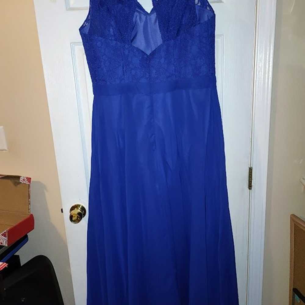 Blue Floor-length Bridesmaid Dress - Azazie - XL - image 3