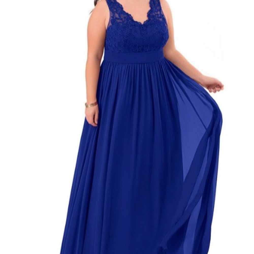 Blue Floor-length Bridesmaid Dress - Azazie - XL - image 4