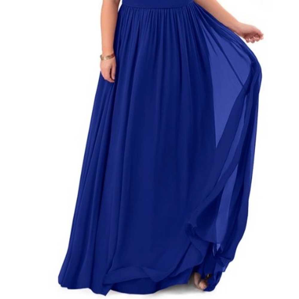 Blue Floor-length Bridesmaid Dress - Azazie - XL - image 7