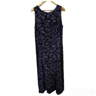 Eddie Bauer dark blue floral silk maxi dress