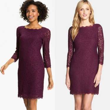 Adrianna Papell Purple Lace Overlay Sheath Dress