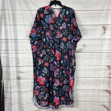 Vintage Carriage Court Black Floral Patio Dress H… - image 1