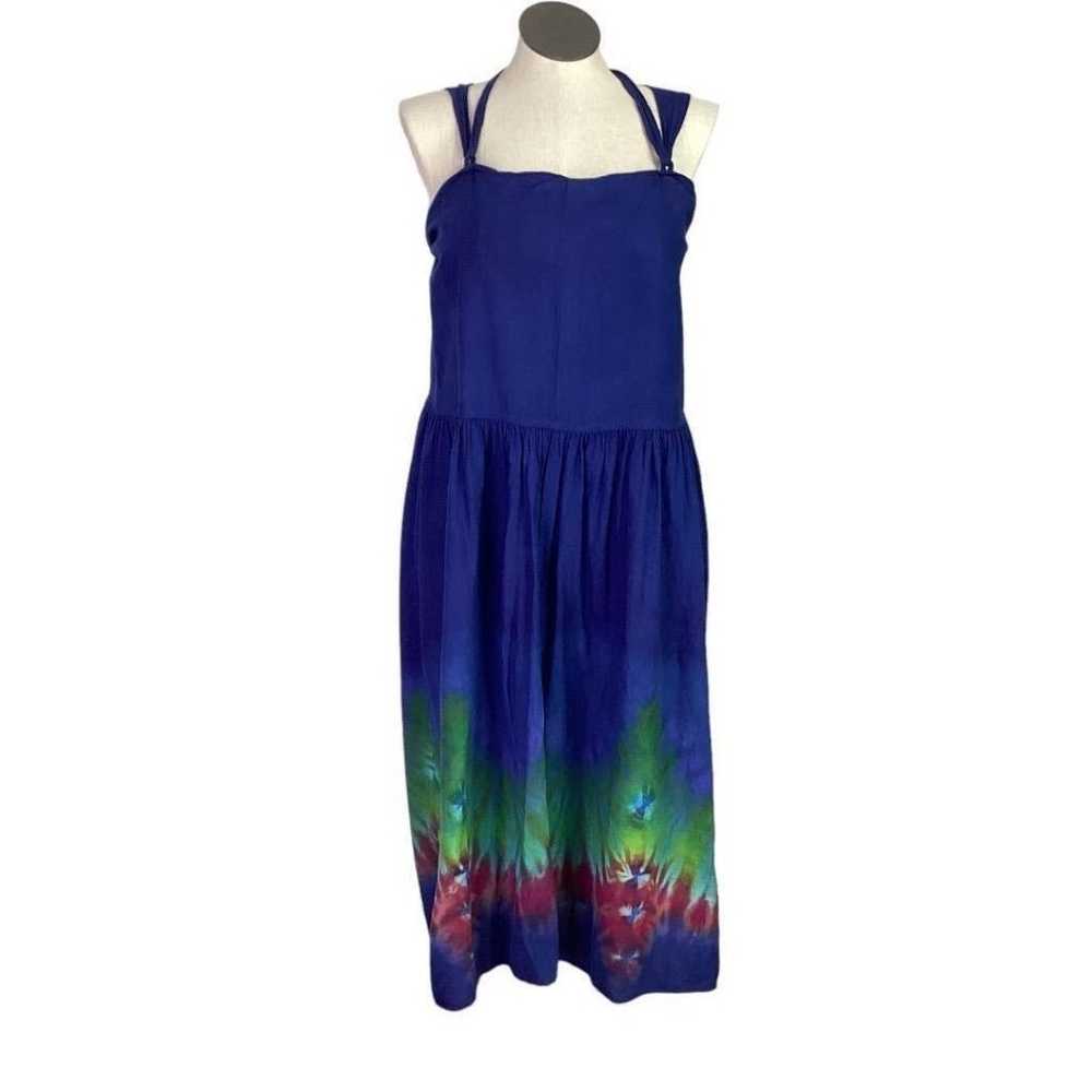 Boho Tie Dye Sundress Womens 2X Blue Adjustable T… - image 1