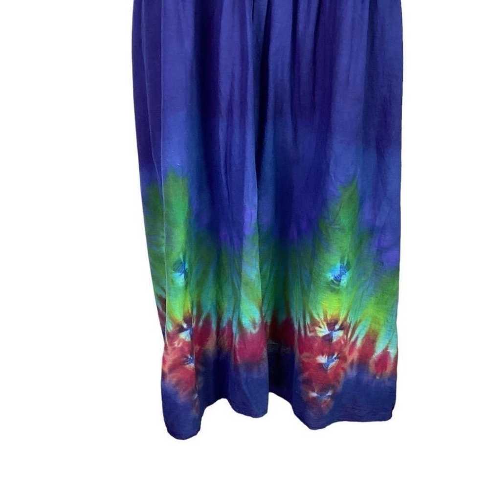 Boho Tie Dye Sundress Womens 2X Blue Adjustable T… - image 3