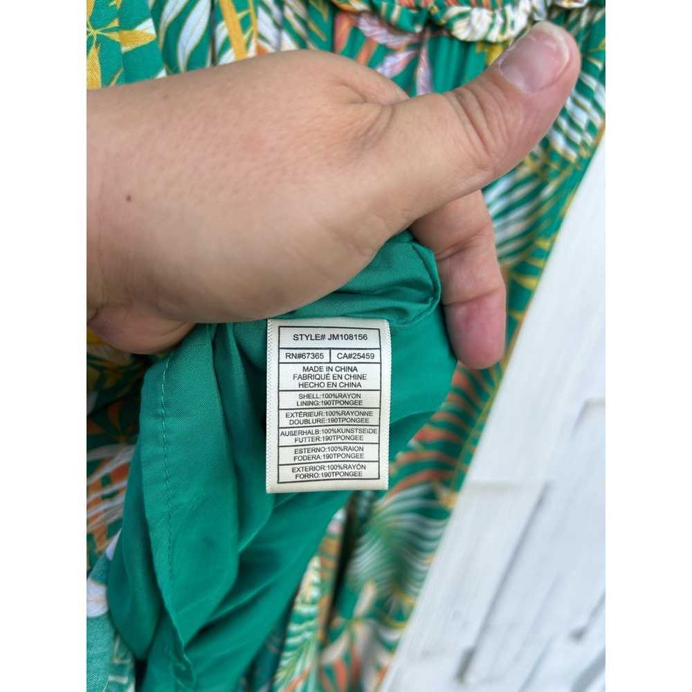 Betsey Johnson Green Palm Leaf Smocked Maxi Dress… - image 10