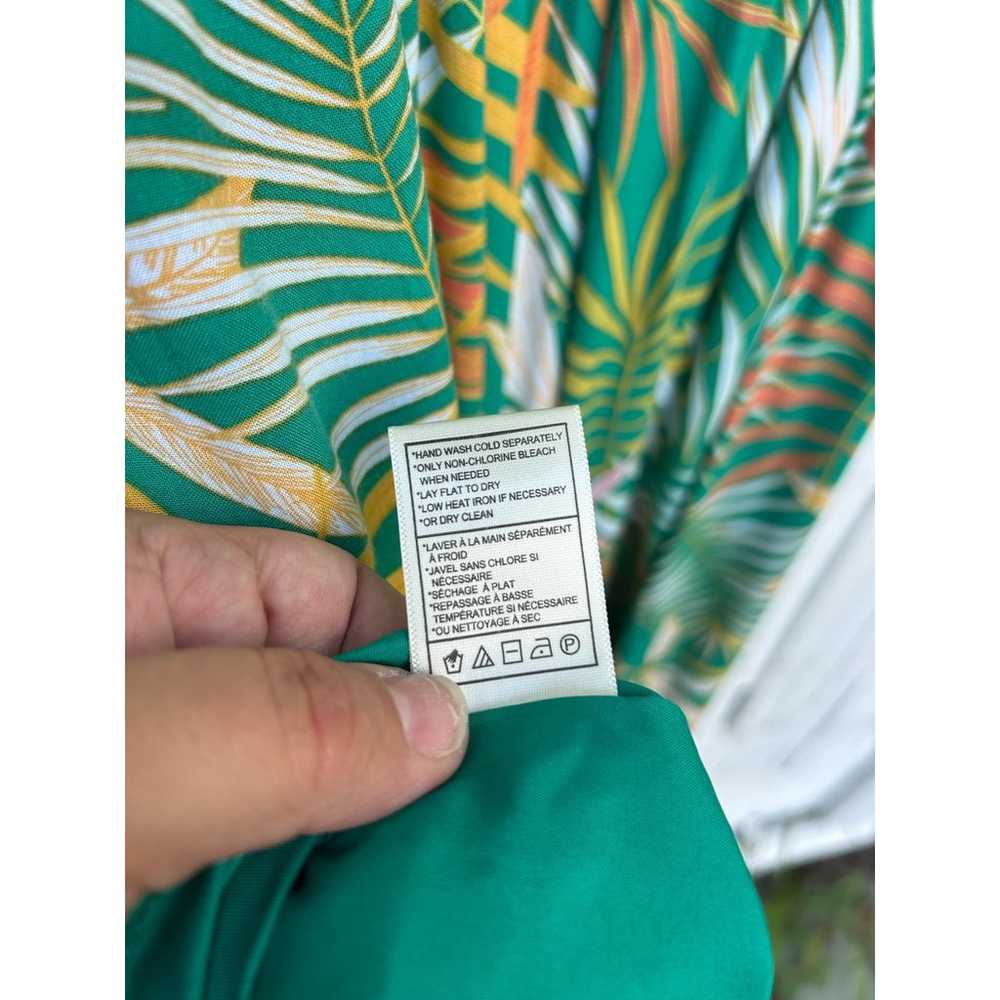 Betsey Johnson Green Palm Leaf Smocked Maxi Dress… - image 11