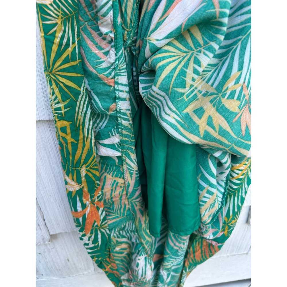 Betsey Johnson Green Palm Leaf Smocked Maxi Dress… - image 9