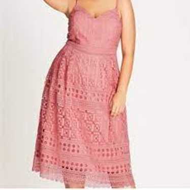 City Chic Sublime Guipure Lace Dress Pink Midi Ta… - image 1