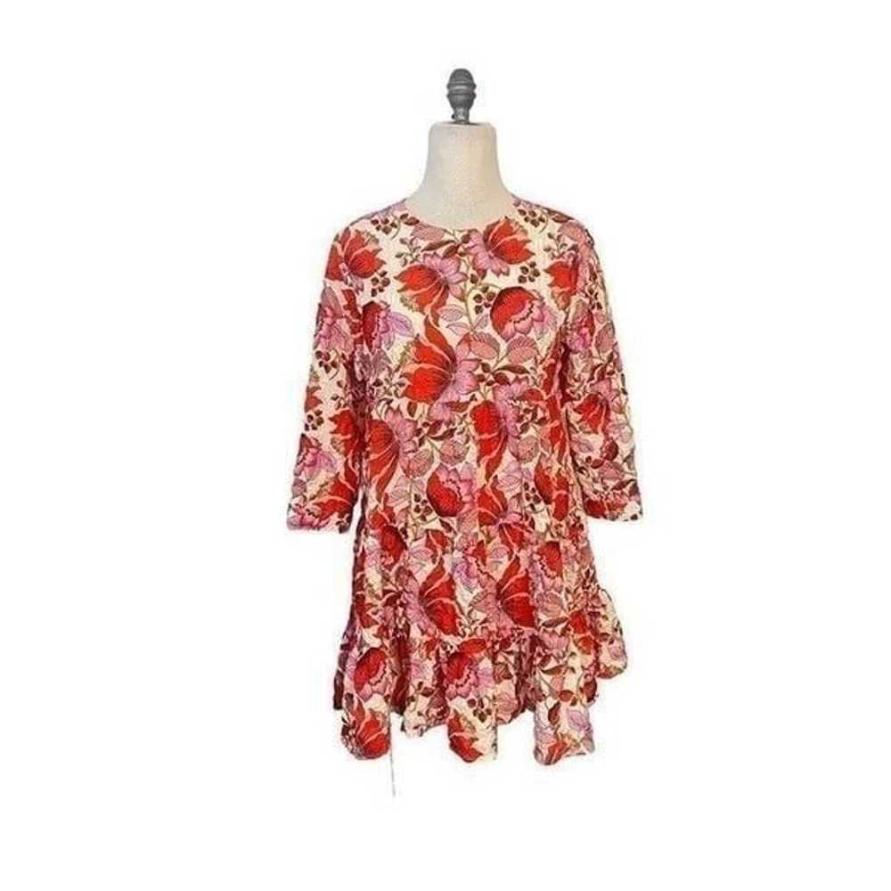 ZARA red pink Sharon cocktail floral print mini d… - image 3