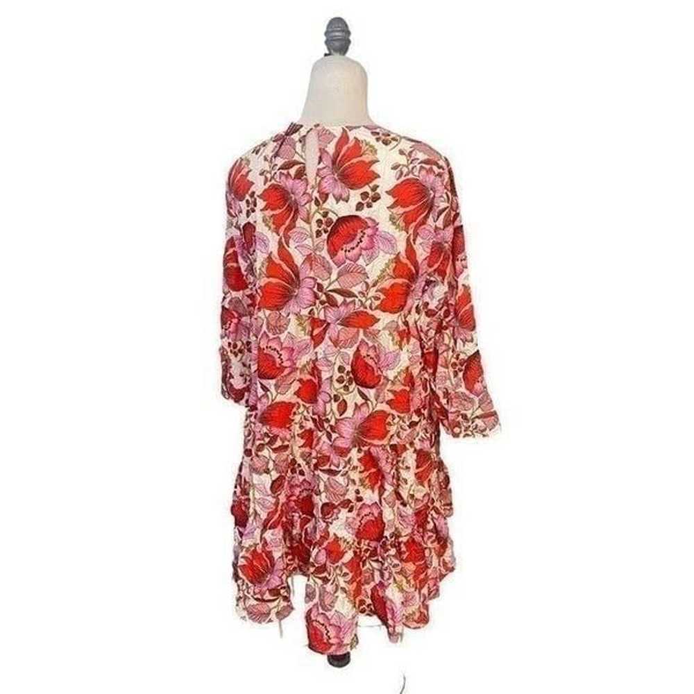 ZARA red pink Sharon cocktail floral print mini d… - image 5