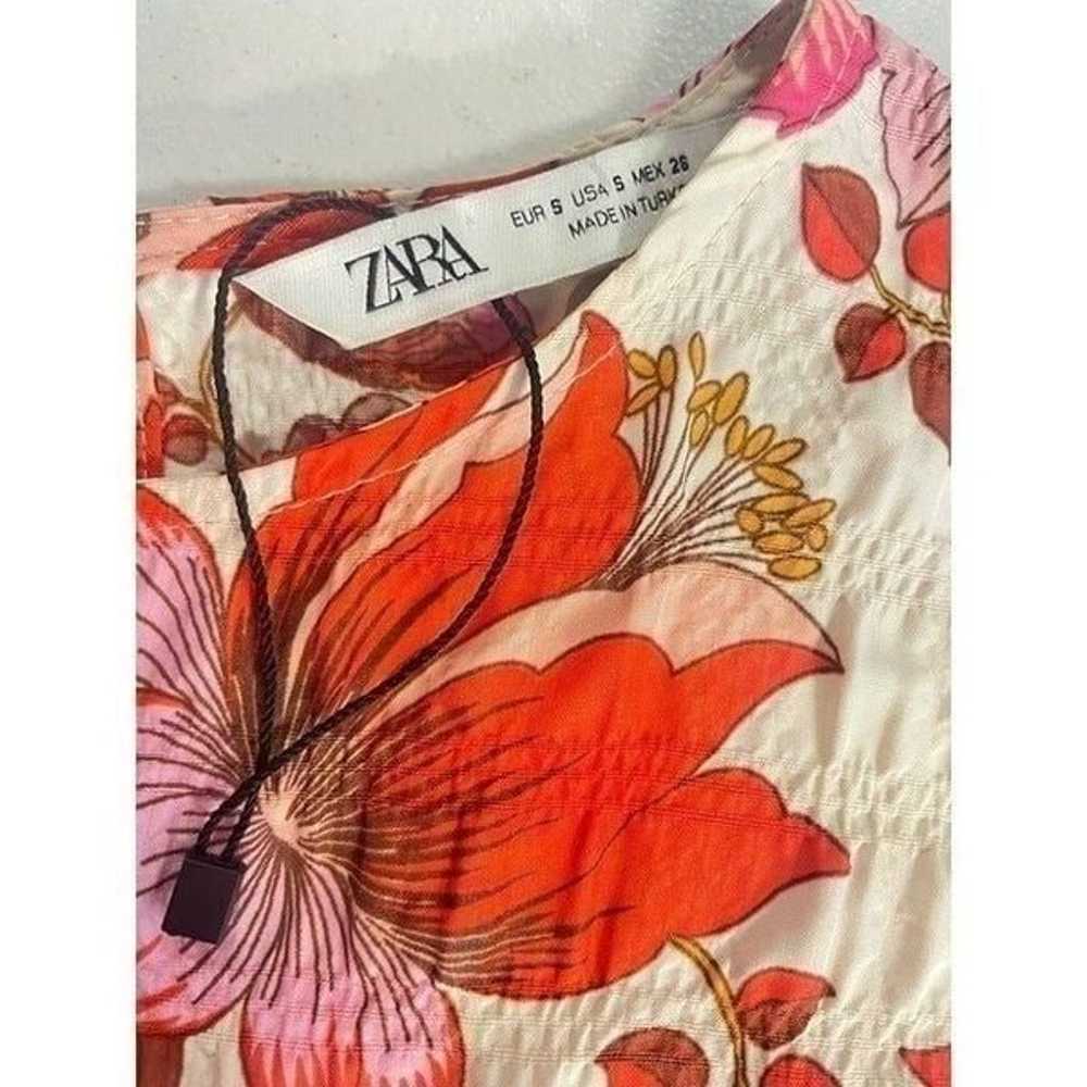 ZARA red pink Sharon cocktail floral print mini d… - image 6