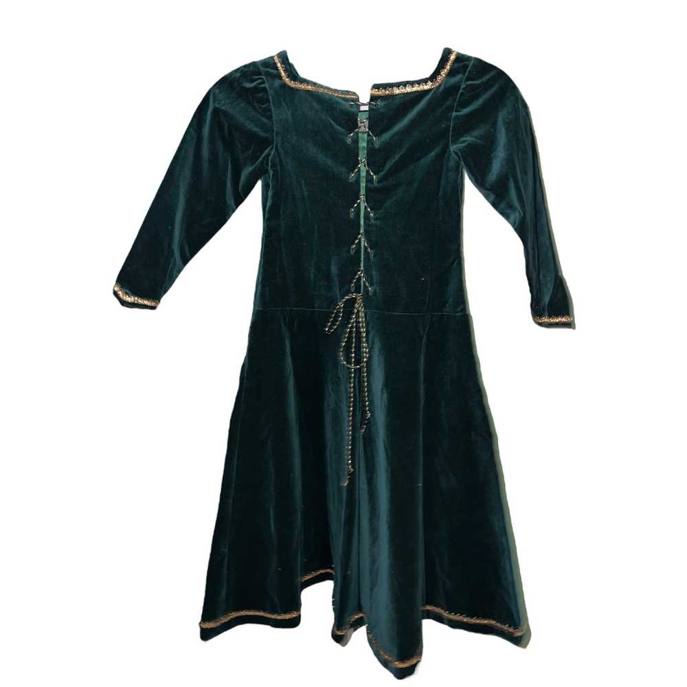 Artisan made green velvet girls renaissance dress… - image 7