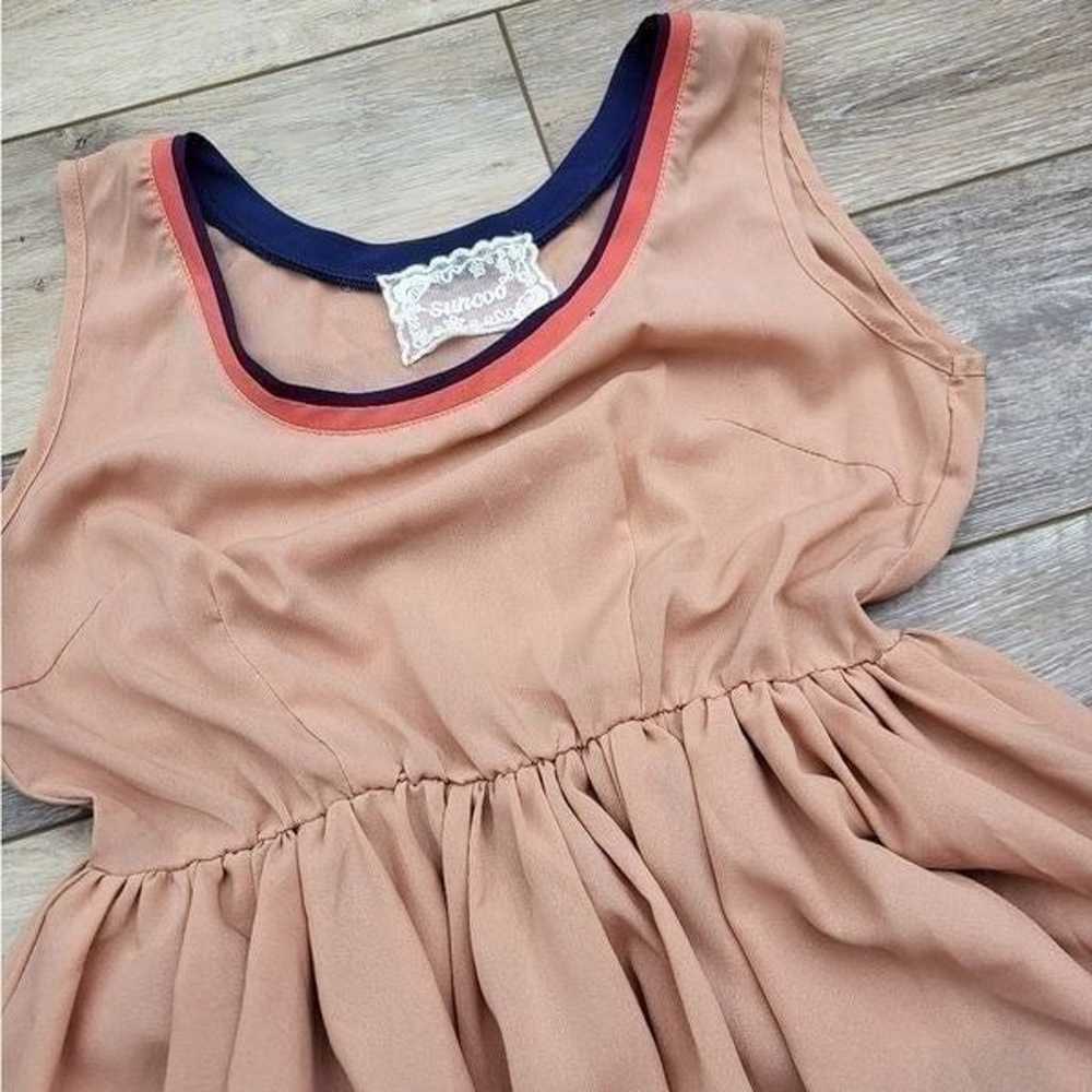 Suncoo dress size small beige, coral and navy. Fi… - image 5