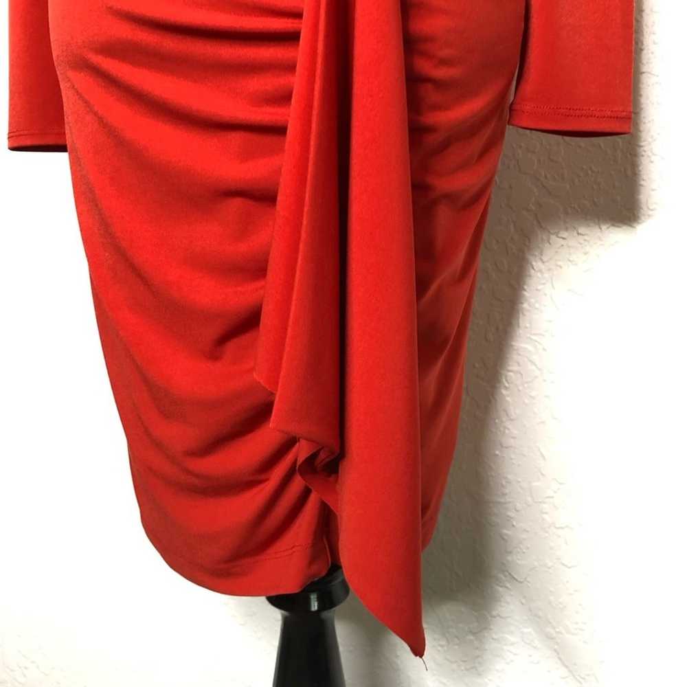 Boston Proper tomato red sheath ruffle front dres… - image 11