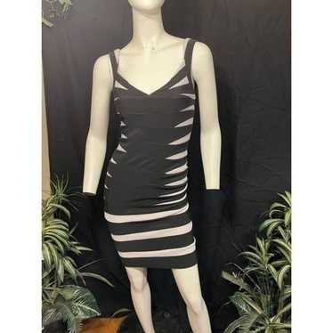 JOVANI black white stripe wrap panel mini dress w… - image 1