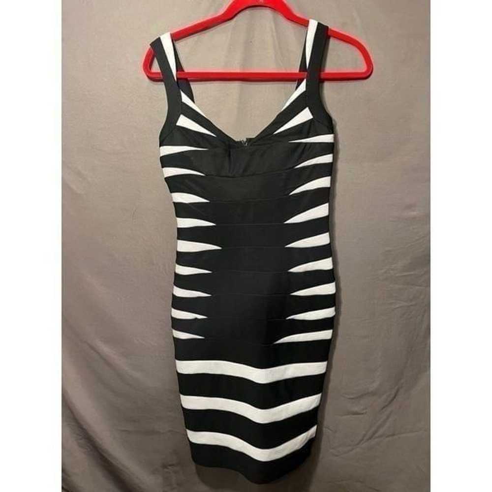 JOVANI black white stripe wrap panel mini dress w… - image 2