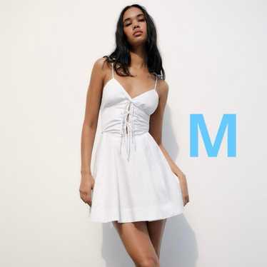 ZARA Ribbon Gabardine Mini Dress White - image 1