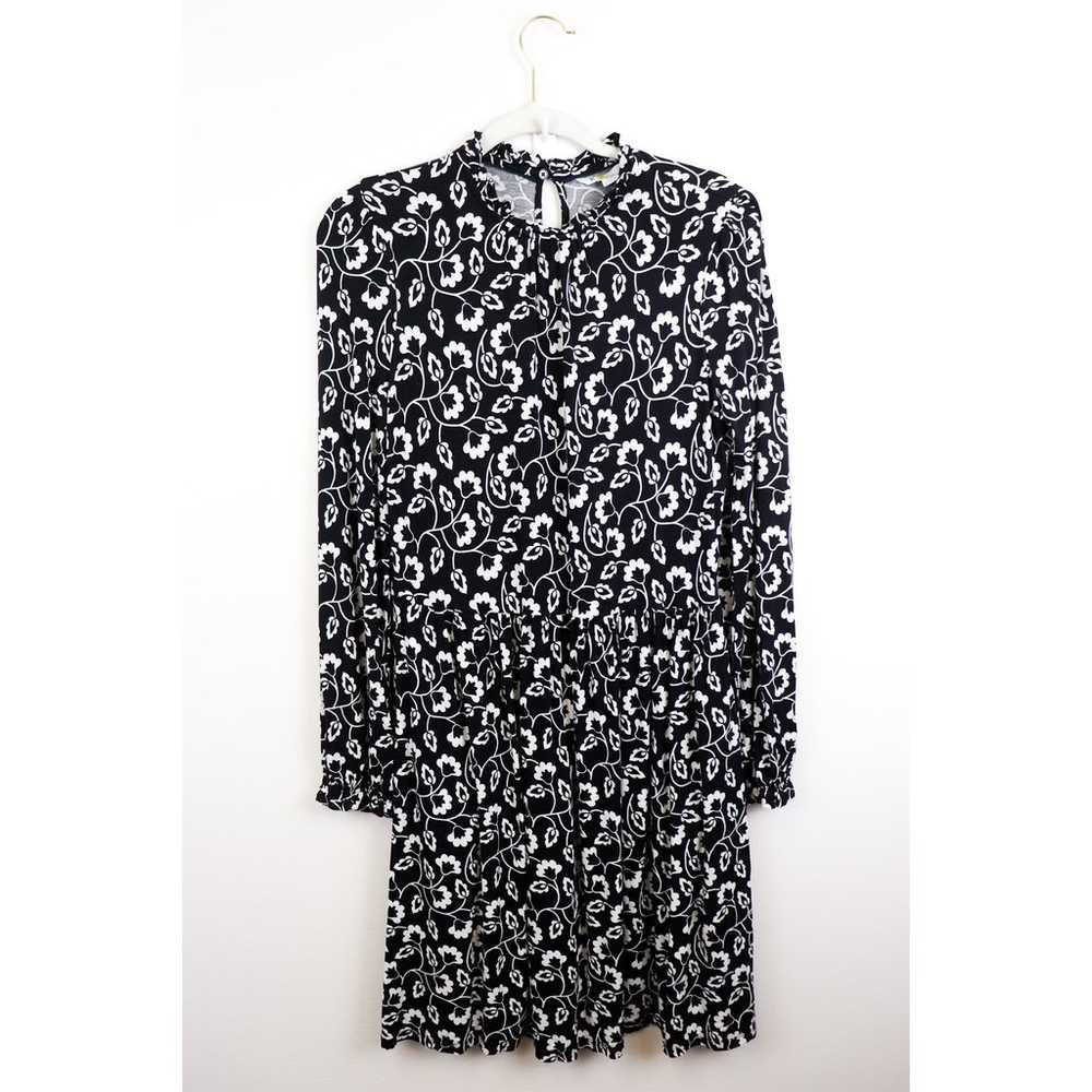 Boden Clara Jersey Dress 8 Black Leaf Print Flora… - image 2