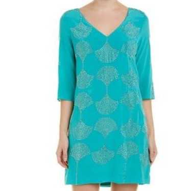 Trina Turk seafoam rhinestones 100% silk dress