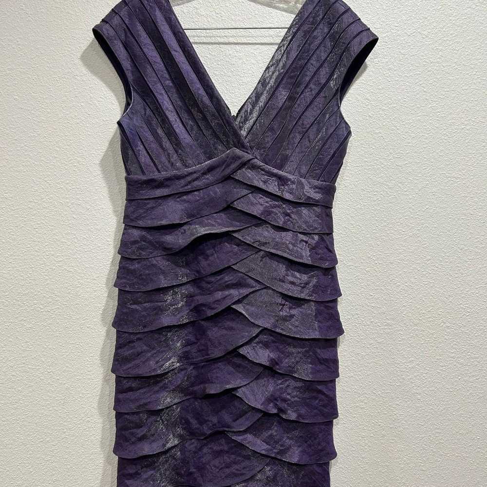 Adrianna Papell Purple Shimmer Tiered Dress Size 8 - image 1